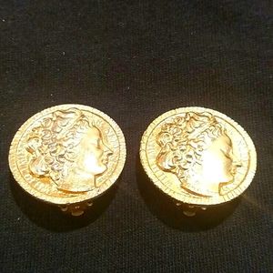 Gold Tone Coin Earrings